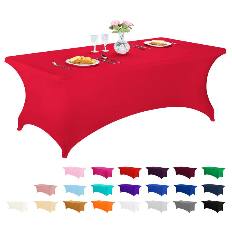 LZY Spandex Fitted Stretch Table Cover for 6 ft or 4ft or 8ft Folding Table, Rectangular Cocktail Tablecloth, Perfect for Party or Banquet - Image 1